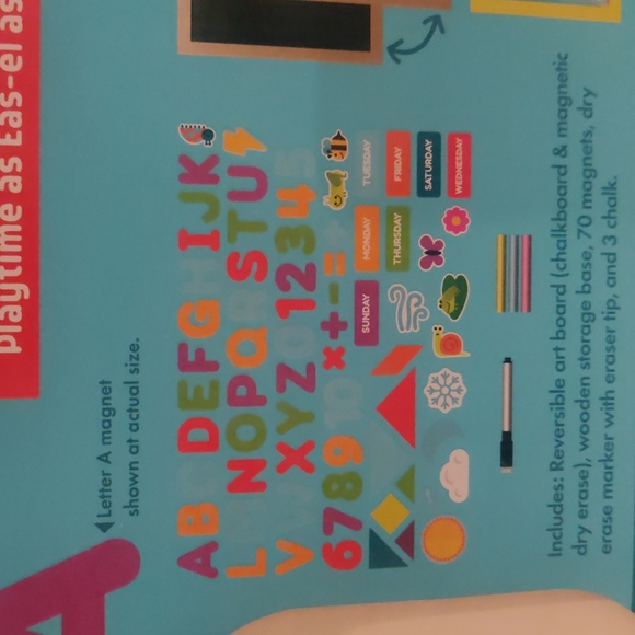 Easel Jr. Magnetic Dry Erase And Chalkboard preschool 70 magnets! New - Picture 10 of 10